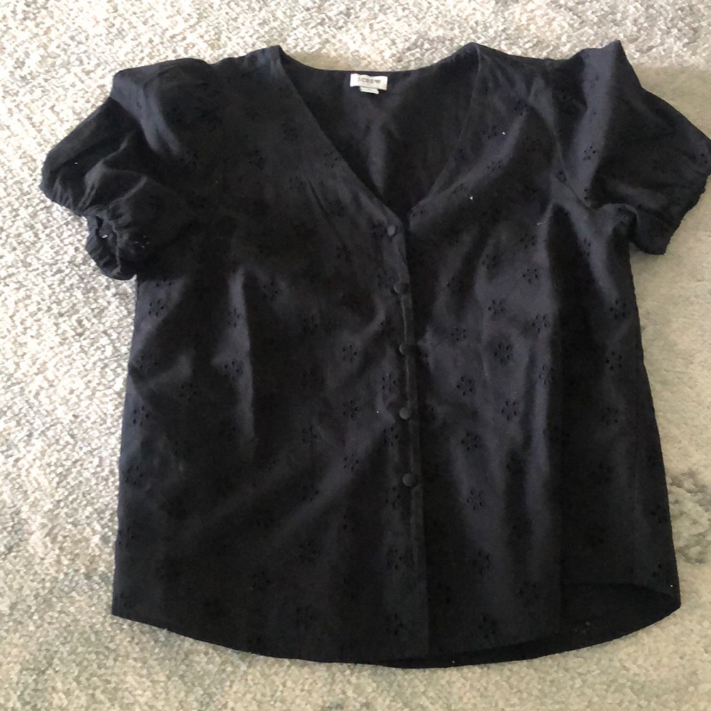 Black Cotton Eyelet Short Sleeve J. crew